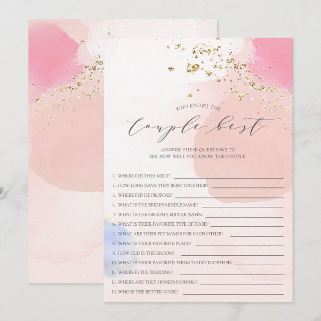 Who Knows the Couple Best Bridal Shower Game Invit Invitation (Front/Back)