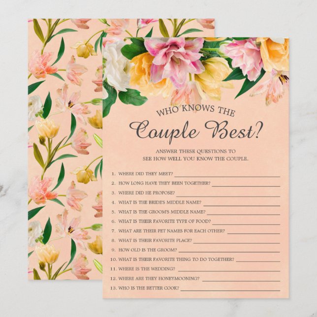 Who Knows the Couple Best Bridal Shower Game Invit Invitation (Front/Back)