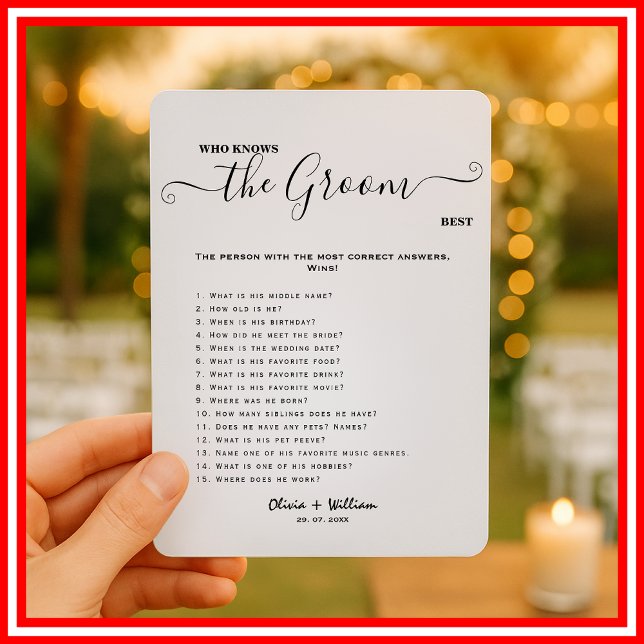 Who Knows The Groom Best Elegant Wedding Game Invitation (Creator Uploaded)
