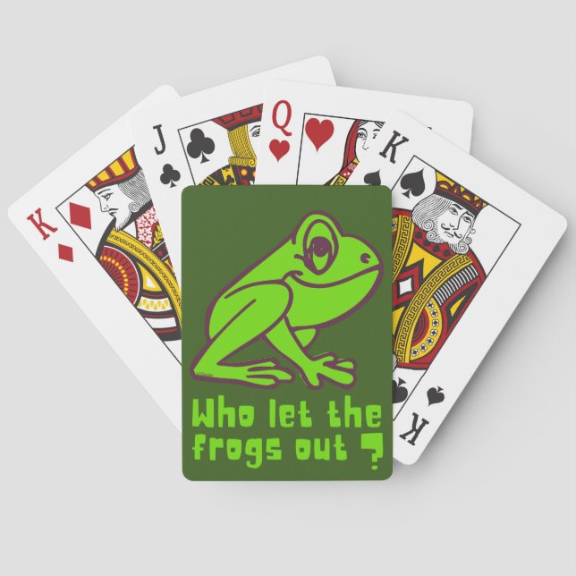 WHO LET THE FROGS OUT funny frog pun               Playing Cards (Back)