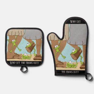 Who Let the Frogs Out? Oven Mitt & Pot Holder Set