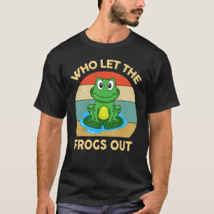 Who Let The Frogs Out Retro Kids Toddler Boy Cute  T-Shirt