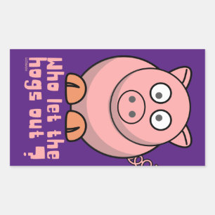 WHO LET THE HOGS OUT funny pig pun                 Sticker