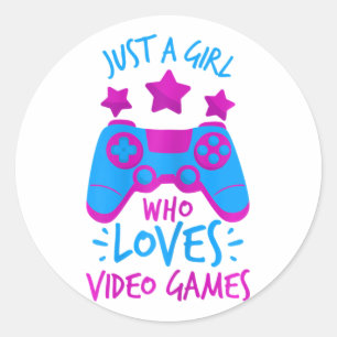 Who Loves Video Games Game T Shirts For Girls Wome Classic Round Sticker