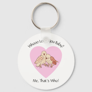 Who Loves You Baby? Owl Baby Shower Valentines Keychain