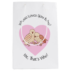 Who Loves You Baby? Owls Baby Shower Valentine Medium Gift Bag