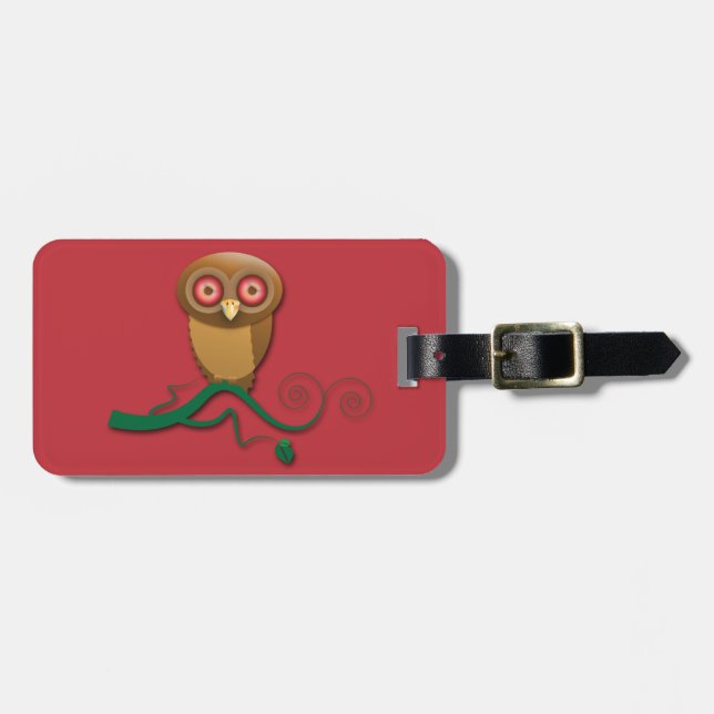 who me? says the owl luggage tag (Front Horizontal)