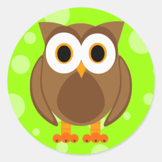 Who? Mr. Owl Cartoon Classic Round Sticker