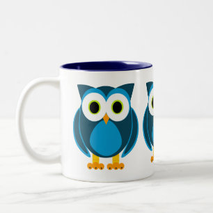 Who? Mr. Owl Cartoon Two-Tone Coffee Mug