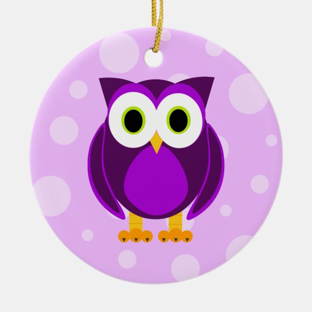 Who? Mrs. Purple Owl Ceramic Ornament (Front)