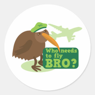 Who needs to fly bro? kiwi bird Humour Classic Round Sticker