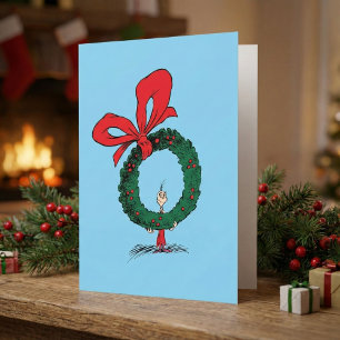 Who Peeking Through Christmas Wreath Card