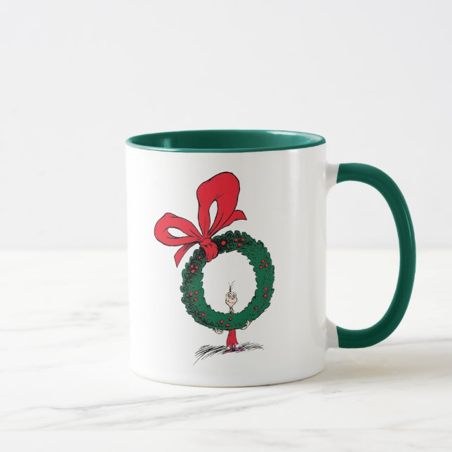 Who Peeking Through Christmas Wreath Mug (Right)