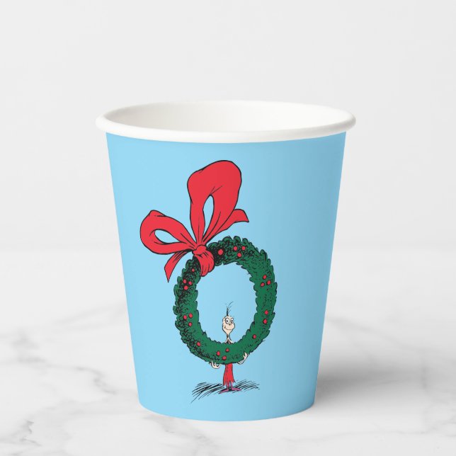 Who Peeking Through Christmas Wreath Paper Cups (Front)