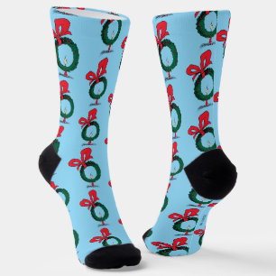 Who Peeking Through Christmas Wreath Socks