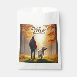 Who Rescued Who - Man golden retriever hike Favour Bag