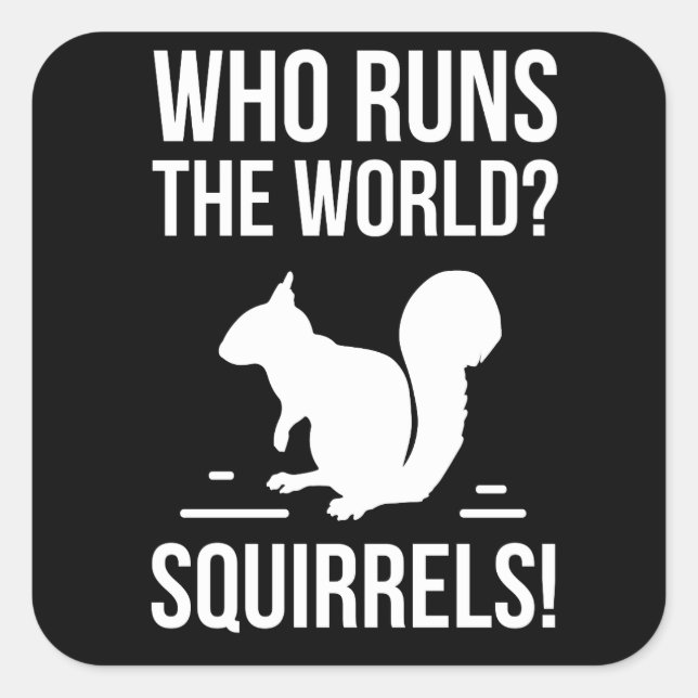Who Runs The World? Squirrel Square Sticker (Front)