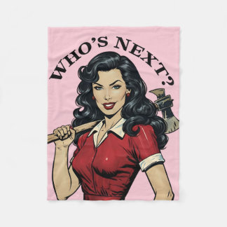 “Who’s Next?” Vintage Killer Housewife Pink Throw  Fleece Blanket