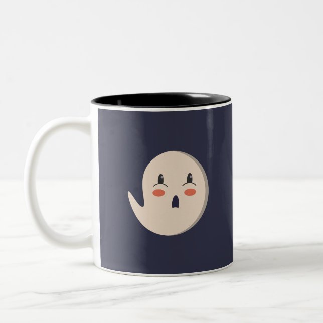 "Who said BOO?" Cute Ghost Two-Tone Halloween Mug (Left)