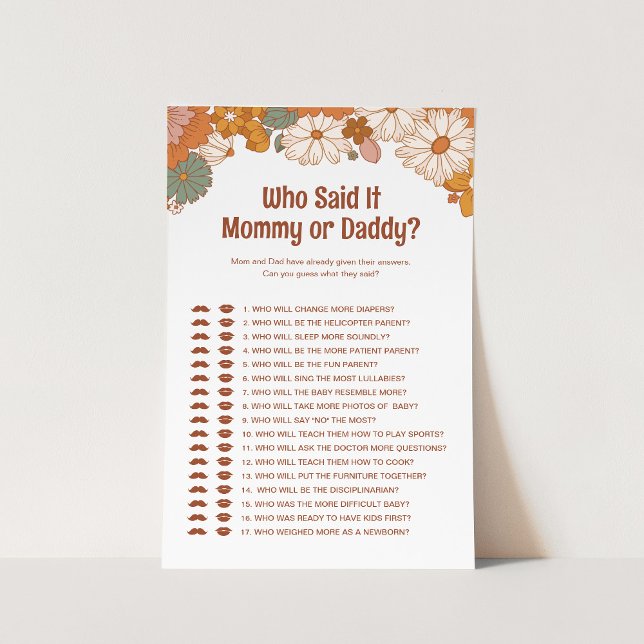 Who Said It Groovy Baby Shower Game (Creator Uploaded)
