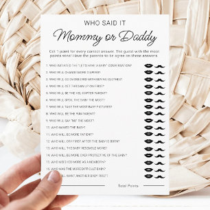 Who Said It Mommy or Daddy Guess Baby Shower Games Holiday Card