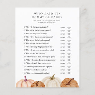 Who Said It Mommy or Daddy Pumpkin Baby Shower 
