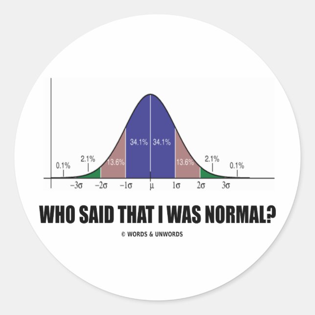 Who Said That I Was Normal? (Bell Curve Humour) Classic Round Sticker (Front)
