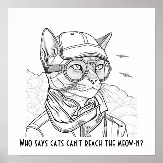 Who says cats can't reach the meow-n? Funny cat Poster (Front)