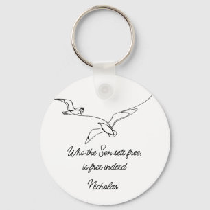 Who the Son sets Free Is Free Indeed Bible Verse Keychain