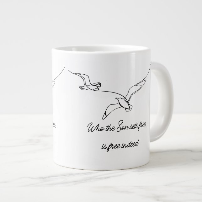 Who the Son sets Free Is Free Indeed Bible Verse Large Coffee Mug (Front Right)