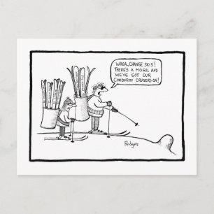 whoa change skis postcard