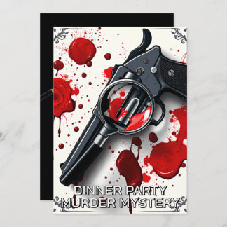 Whodunnit murder mystery theme dinner party invitation