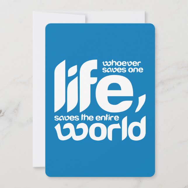 Whoever saves one life holiday card (Front)
