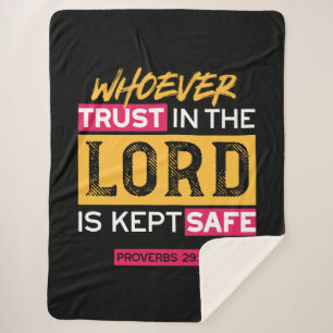 Whoever Trusts in the Lord Is Kept Safe Quote Sherpa Blanket