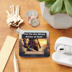 Whole Armor of God - Square Metal Keychain