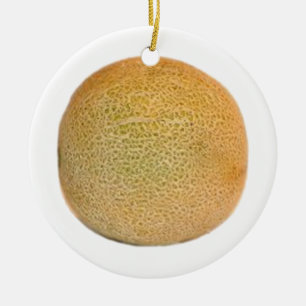 Whole Cantaloupe Melon Ceramic Ornament