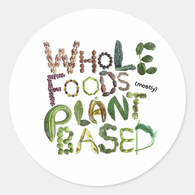 Whole Foods Plant based WFPB Classic Round Sticker (Front)