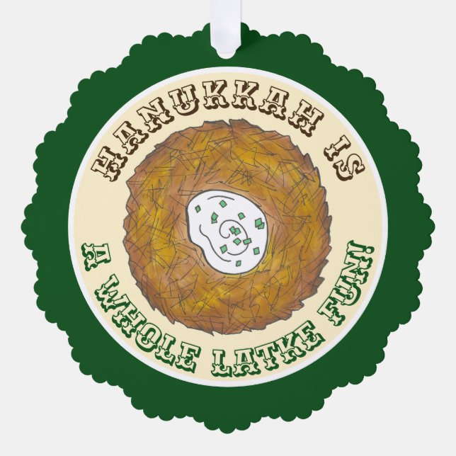 Whole Latke (Lotta) Fun Hanukkah Holiday Food Ornament Card (Front)