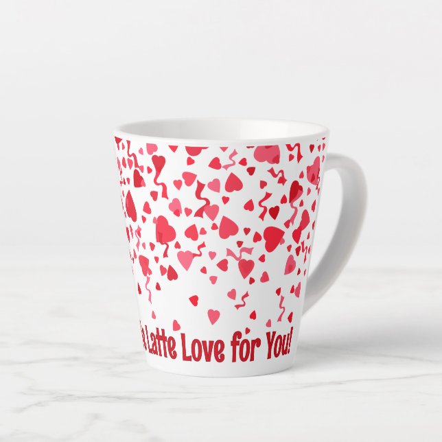 Whole Latte Love Personalized Red Confetti Hearts  Latte Mug (Right Angle)