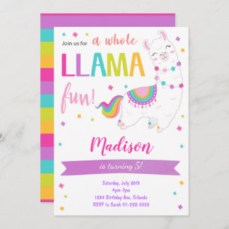 Whole Llama Fun Birthday Invitation