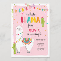 Whole llama fun birthday invitation Alpace Fiesta