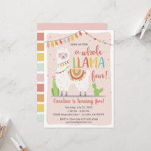 Whole Llama Fun Birthday Invitation • Cactus