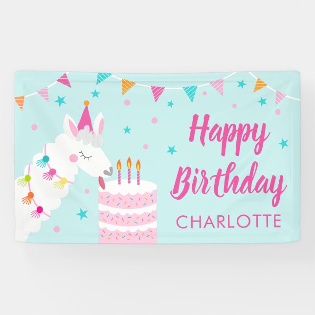 Whole Llama Fun Cake 3rd Birthday Aqua Banner (Horizontal)