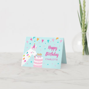 Whole Llama Fun Cake 4th Aqua Happy Birthday Card