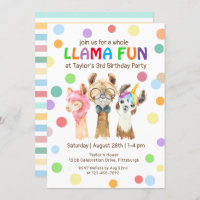 Whole Llama Fun Colourful Kids Birthday Party