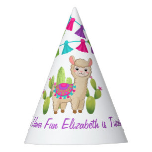 Whole Llama Fun Pink Purple Cactus Child Birthday Party Hat