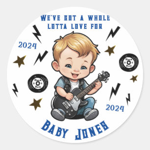 Whole Lotta Love Rock N Roll Rocker Baby Boy Class Classic Round Sticker