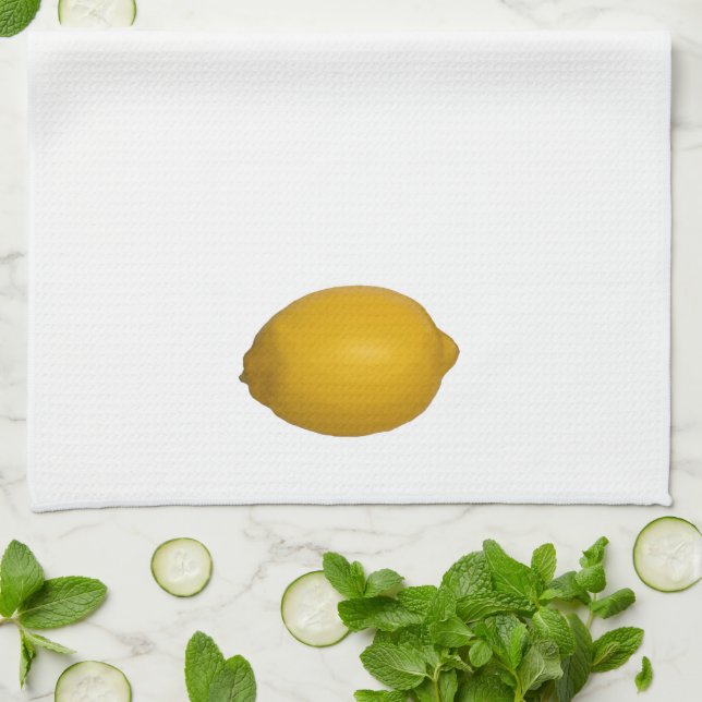 Whole Ripe Lemon Painting Kitchen Towels (Folded)