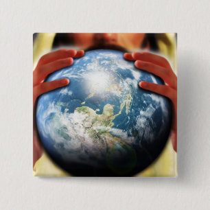 Whole World in His Hands 2 Inch Square Button