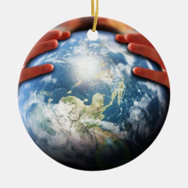 Whole World in His Hands Ceramic Ornament (Front)